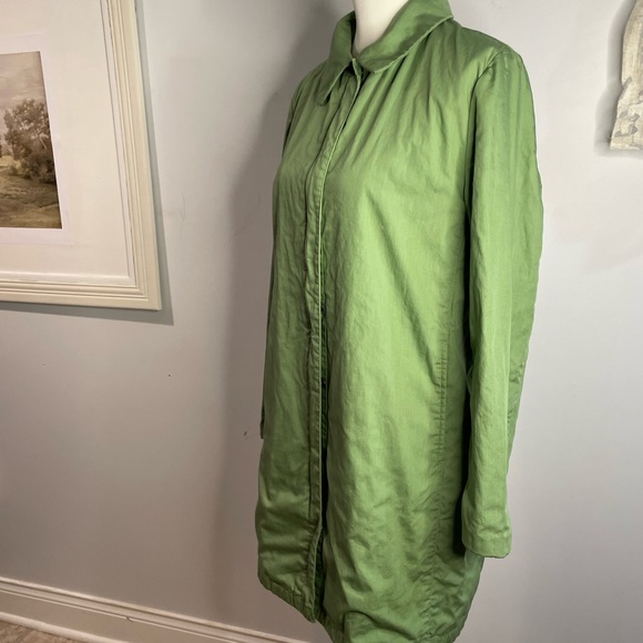 Gap Plaid Trench Green Coat Women Medium - Picture 7 of 10